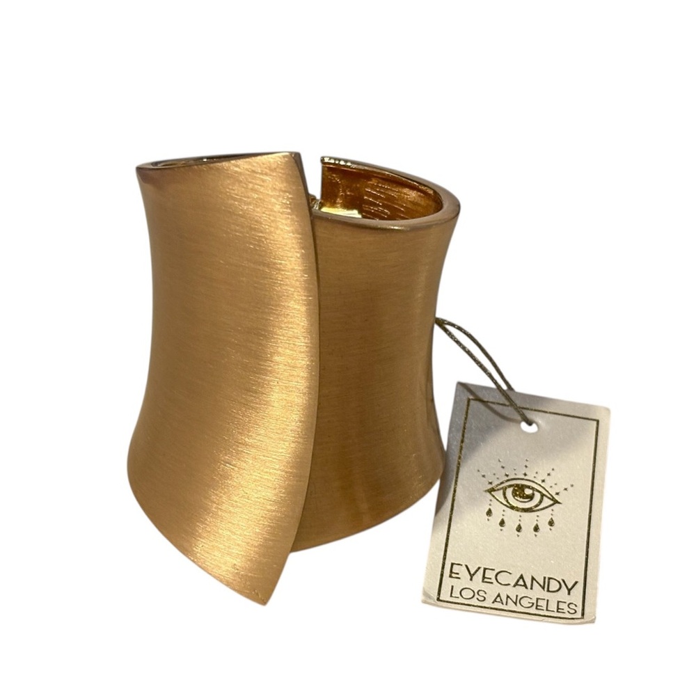Eye Candy Los Angeles 14KT GP Zinc Alloy Cleo Statement Cuff Bracelet - Picture 3 of 7